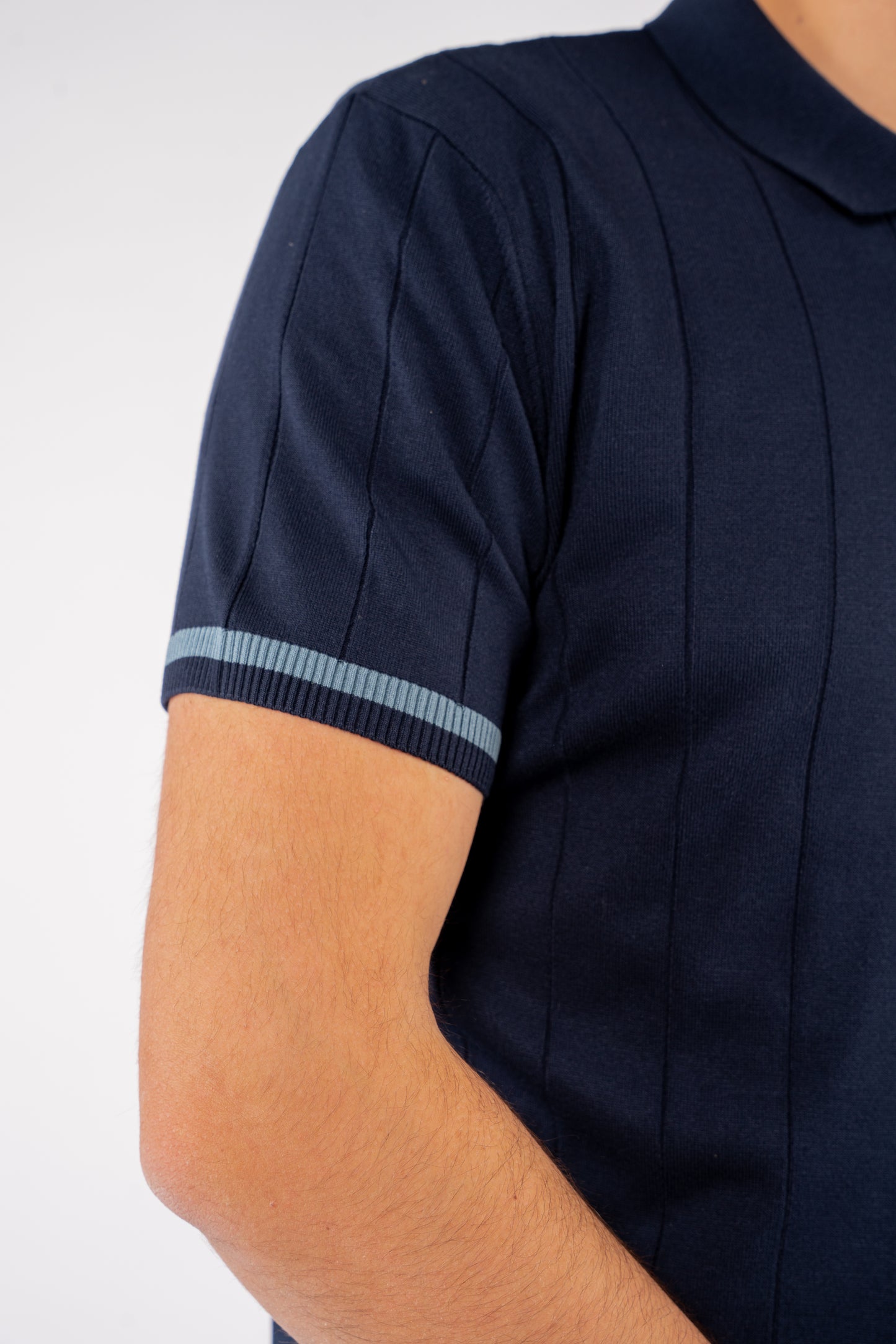 LINED NAVY ZIPPER POLO