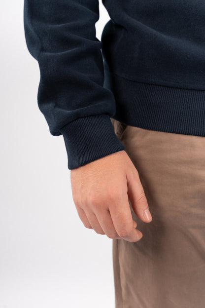 NAVY BUTTON POLO SWEATER