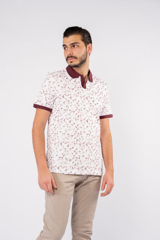 BURGUNDY GEOMETRICAL POLO