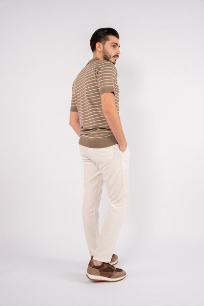 DARK BEIGE ZIPPER LINED POLO