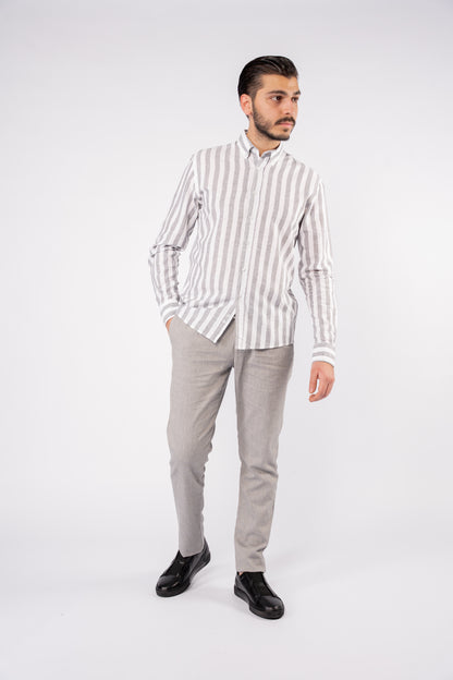 GREY LINED LINEN SHIRT