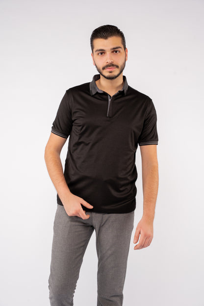 BLACK ZIPPER POLO