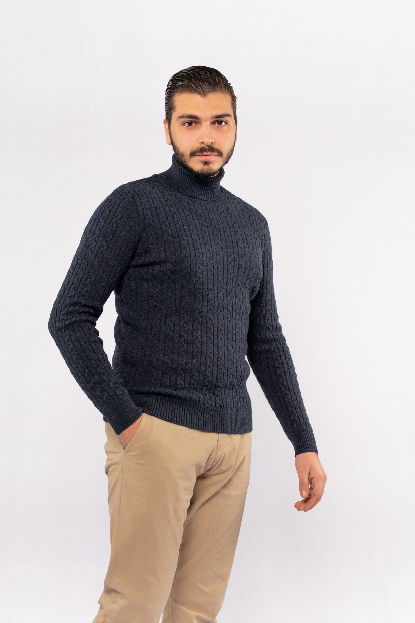 INDEGO PATTERNED TURTLENECK