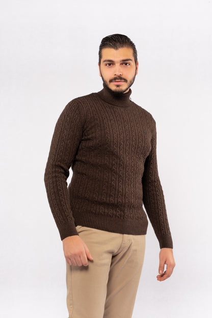 BROWN PATTERNED TURTLENECK