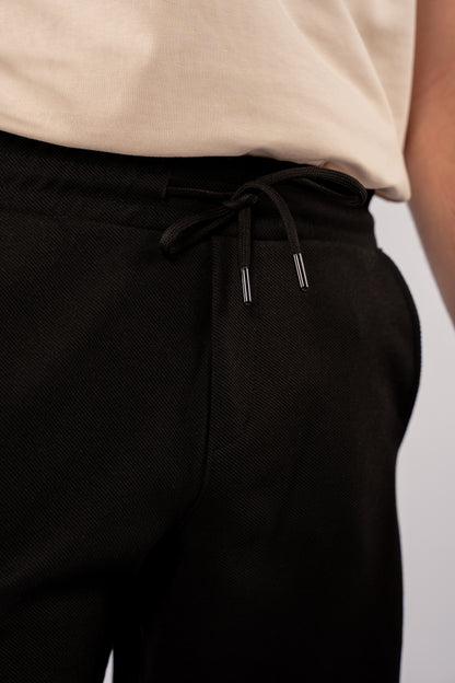BLACK PIQUET COTTON SHORT