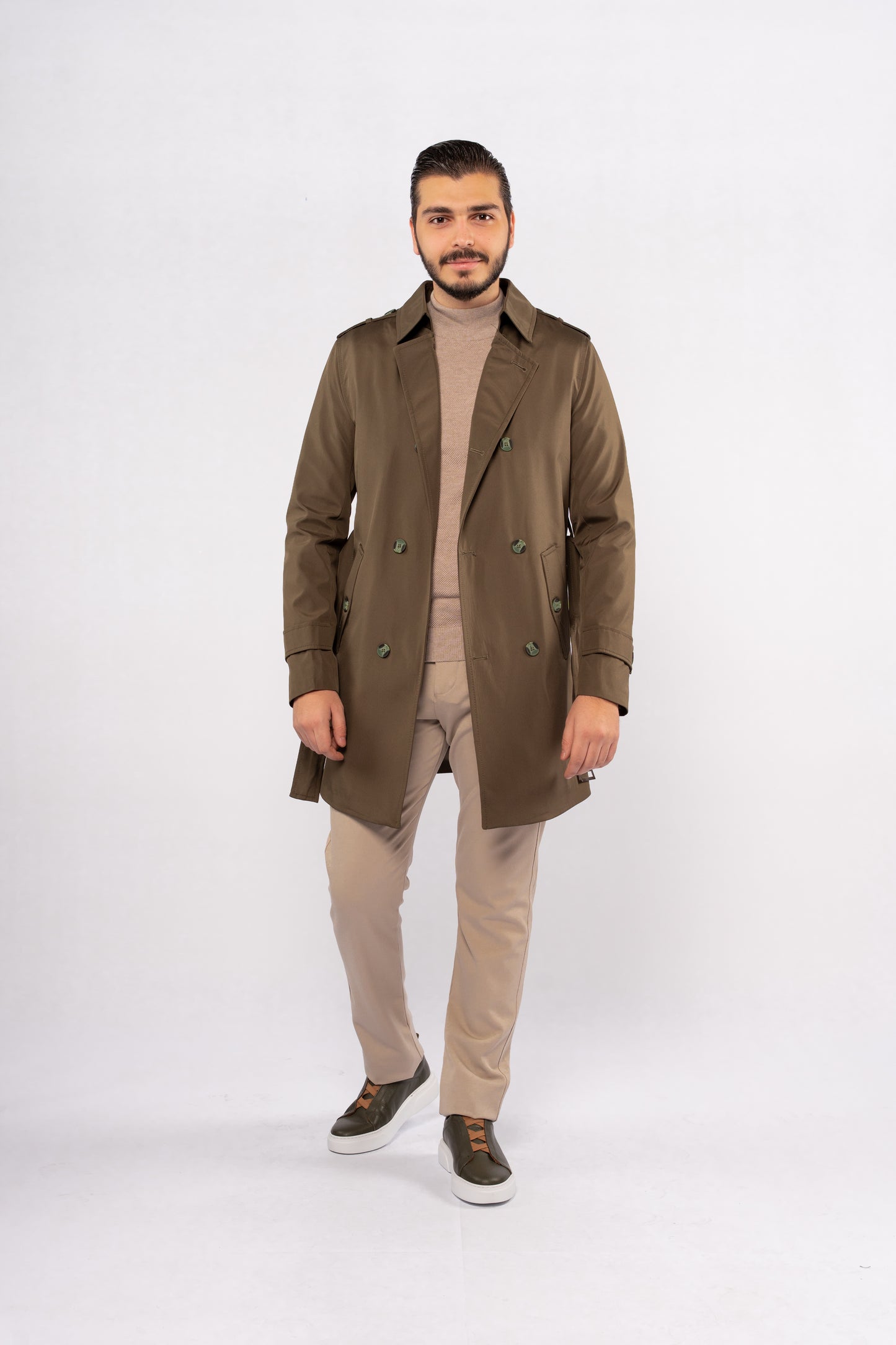 OLIVE ELEGANCE TRENCH COAT