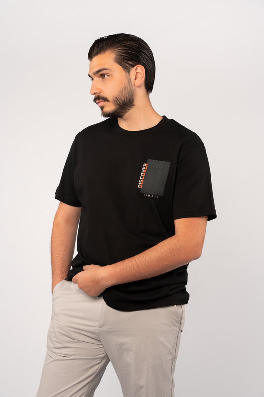 BLACK DISCOVER THICK RELAXED TSHIRT