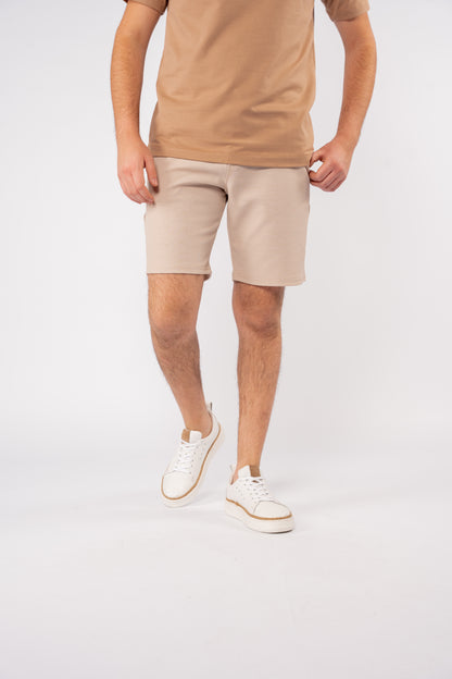 BEIGE PIQUET COTTON SHORT