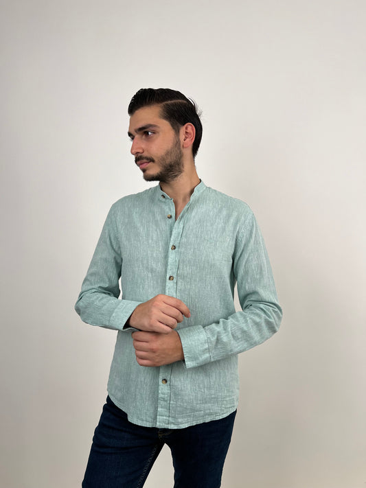 CHINESE LINEN SHIRT MINT