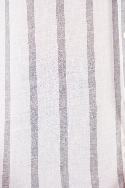 BLUE GREY LINED LINEN SHIRT