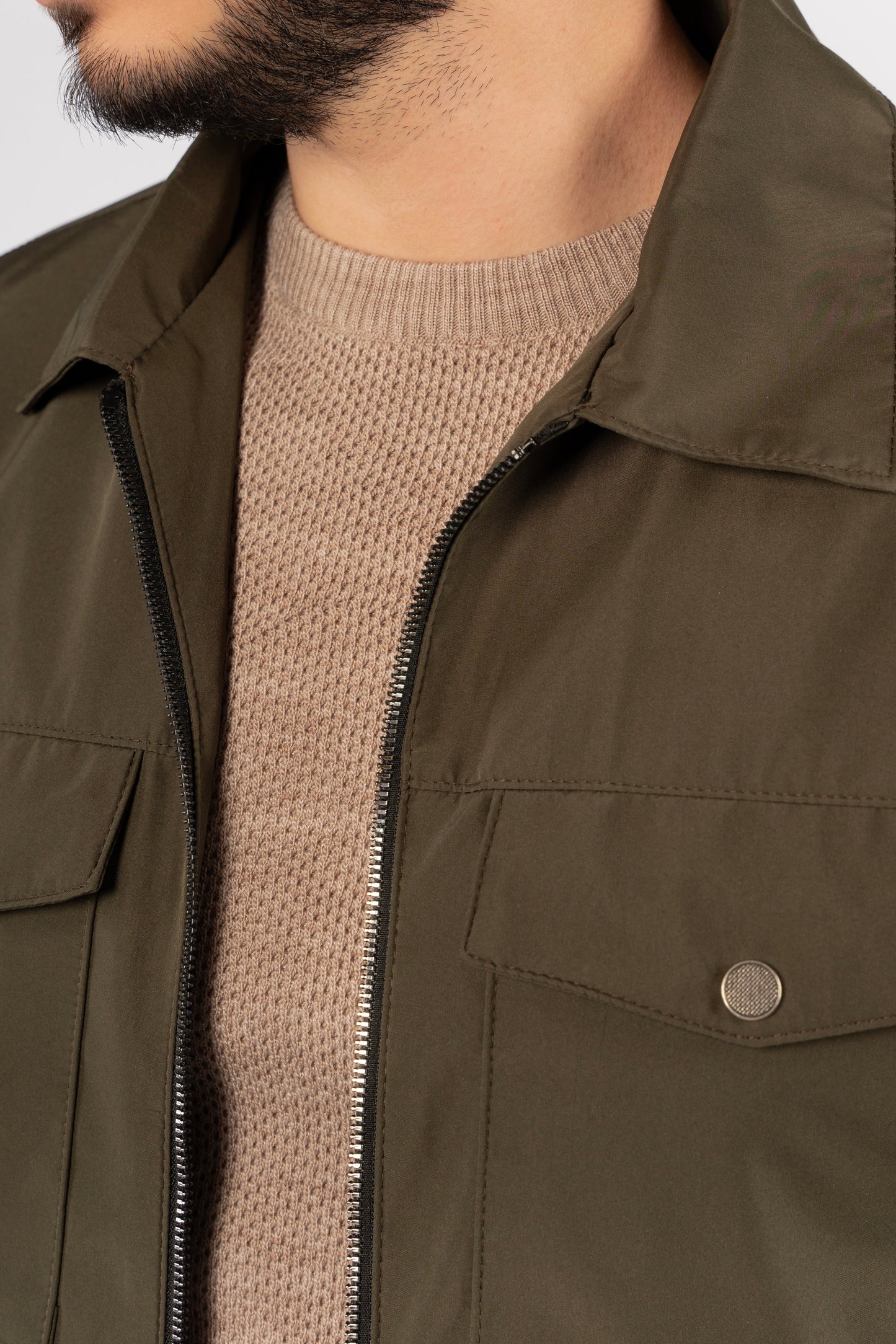 OLIVE CASUAL QUILTED JACKET