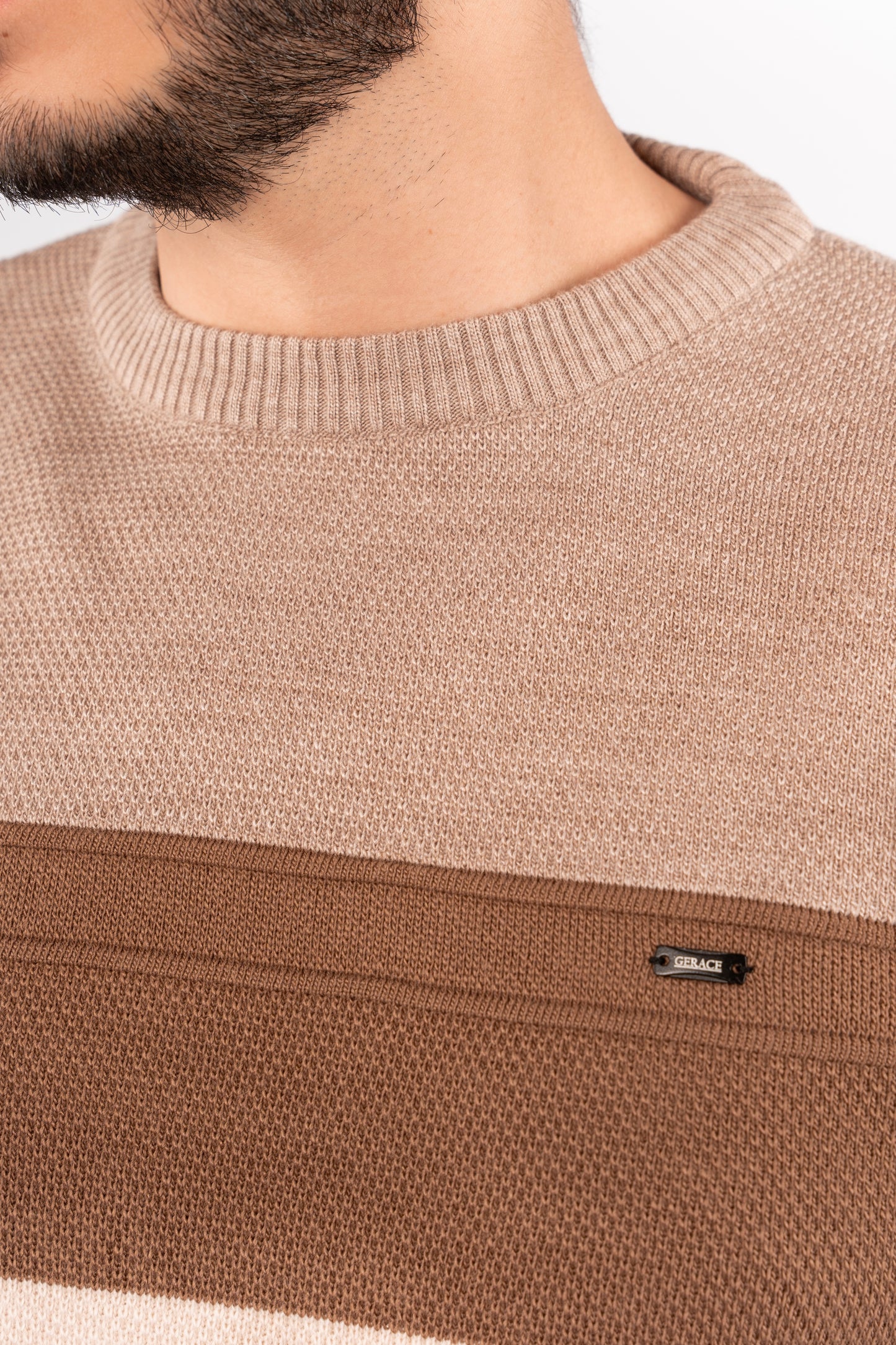 BEIGE URBAN TRICOLOR SWEATER