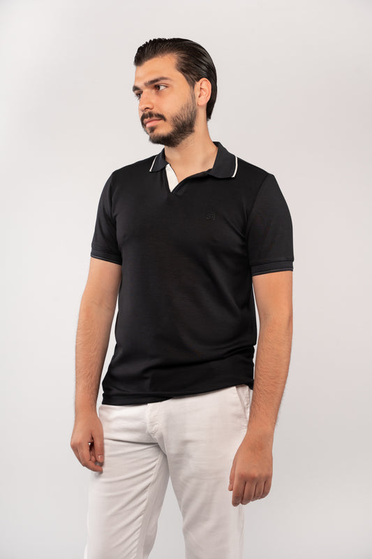 NAVY CASUAL VNECK POLO
