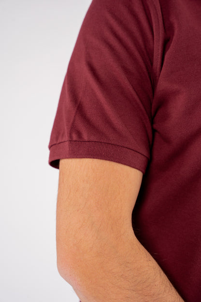 BURGUNDY PIQUET ZIPPER POLO