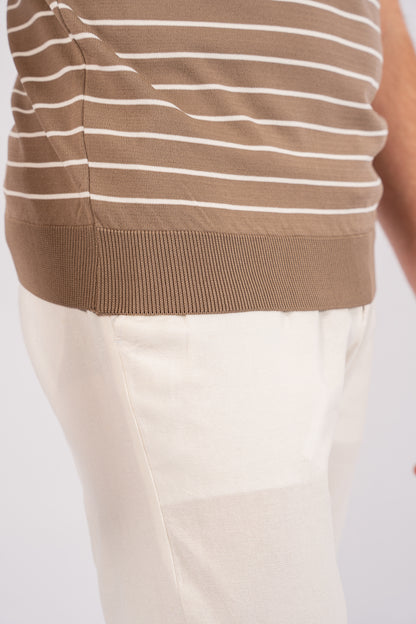 DARK BEIGE ZIPPER LINED POLO