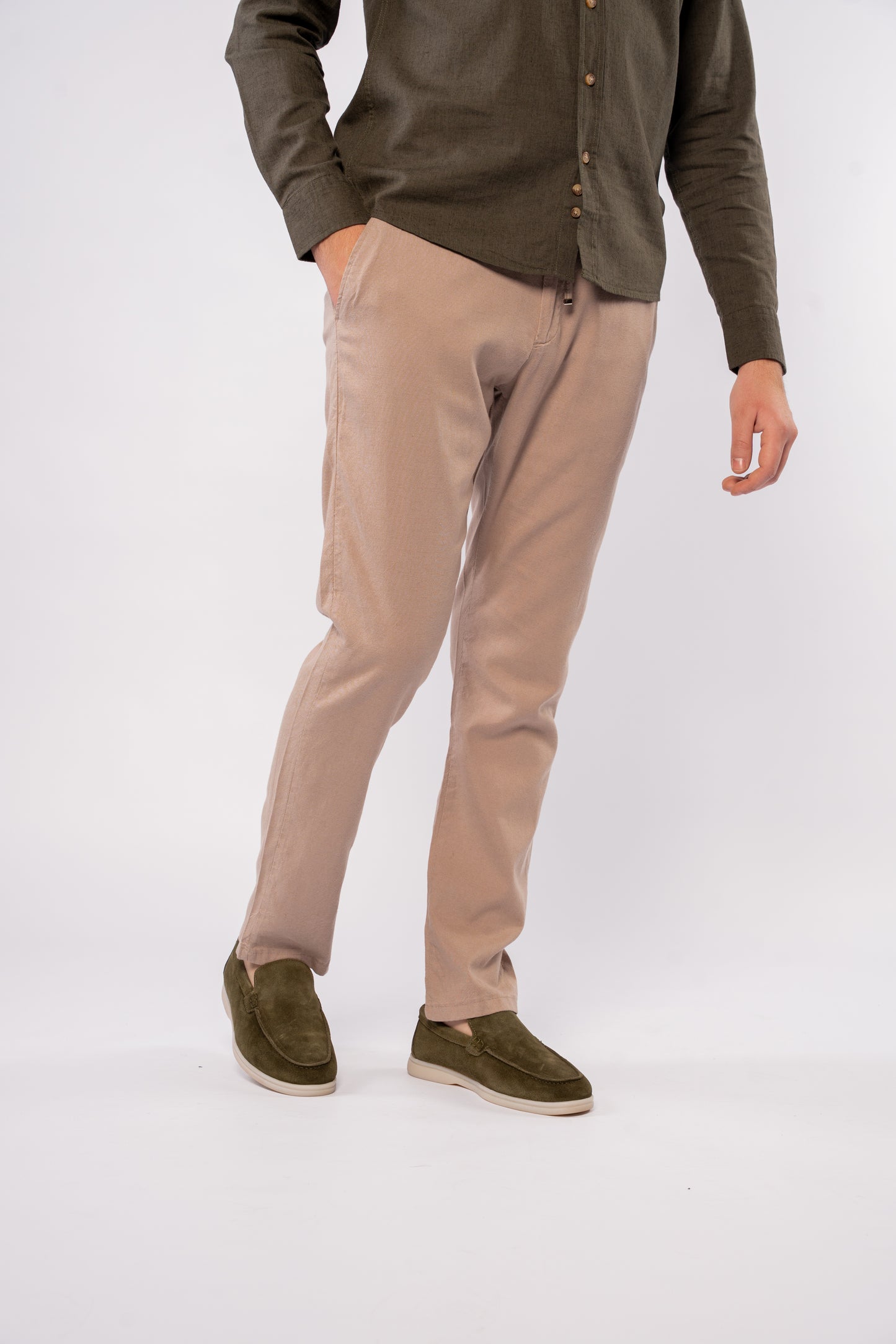 DARK OLIVE LINEN SHIRT