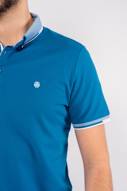 BLUE GITAN BUTTON COLLAR POLO