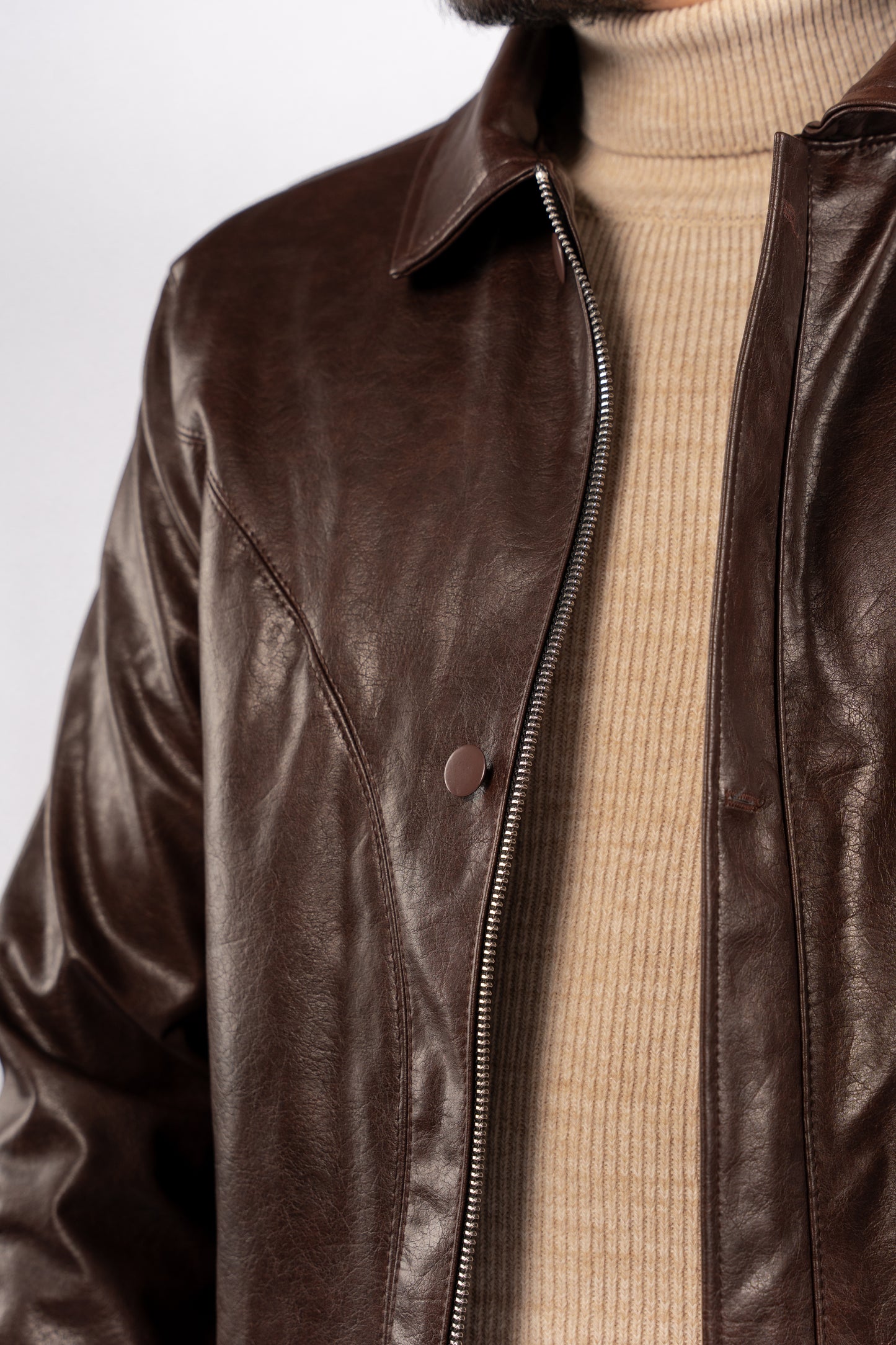 BROWN TRUCKER LEATHER JACKET