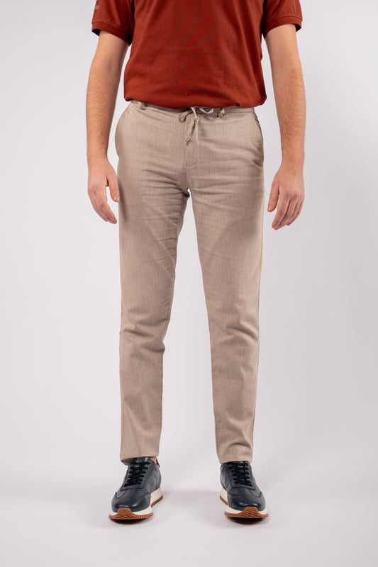 BEIGE SEMI LINEN TROUSERS