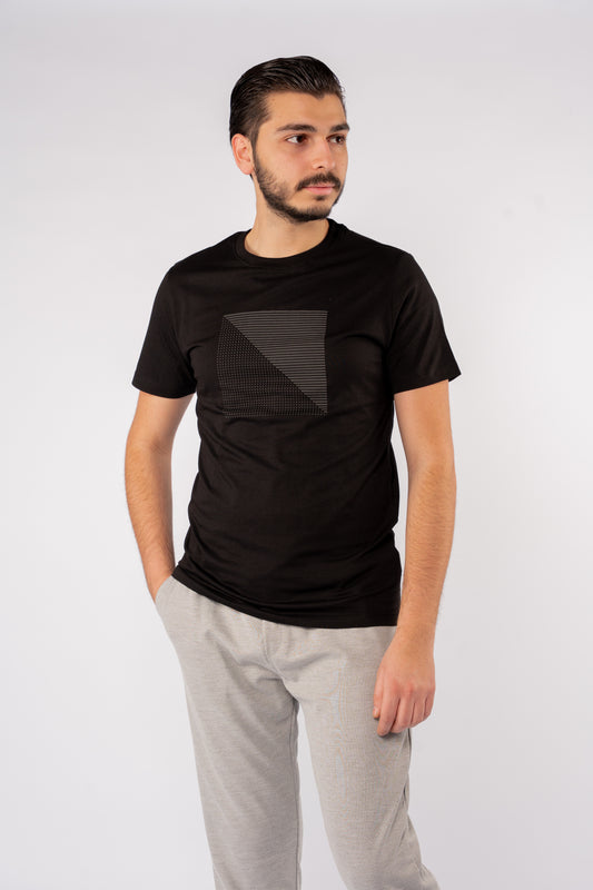 BLACK PATTERNED TSHIRT