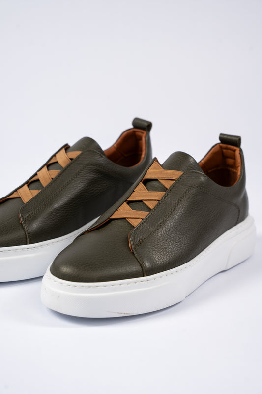 OLIVE ELASTIC SNEAKER