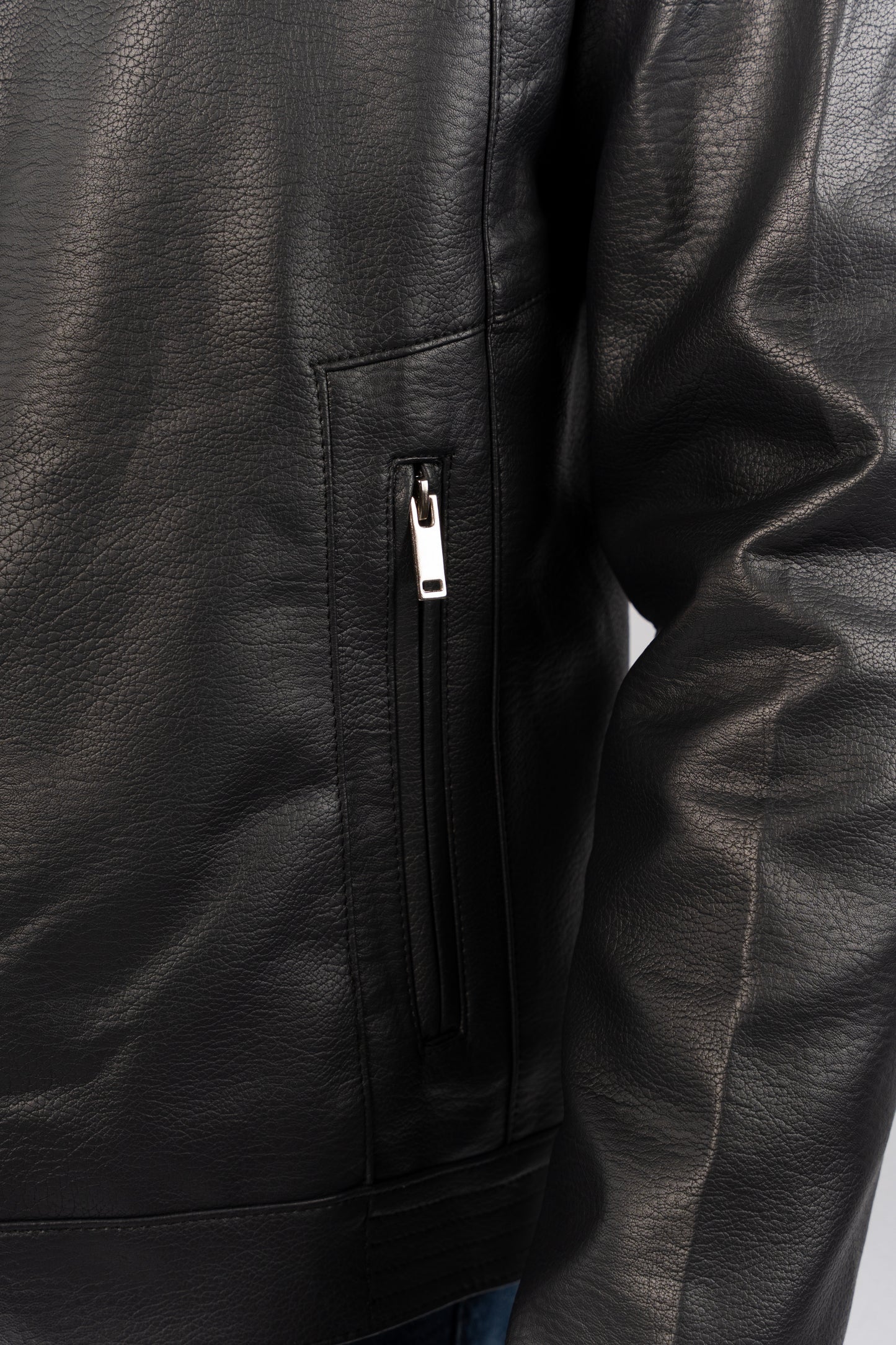 DARK NAVY CASUAL LEATHER JACKET