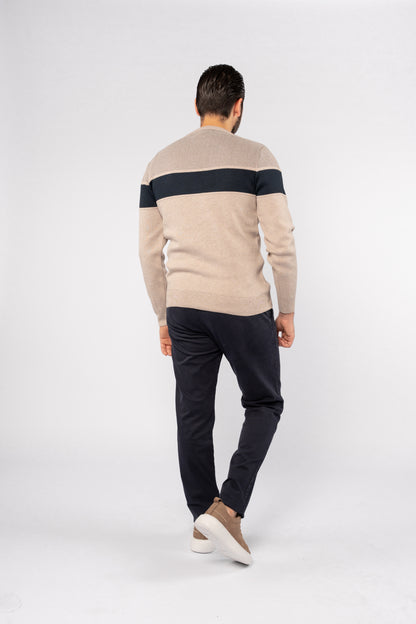 DARK BEIGE CASUAL KNITTED SWEATER