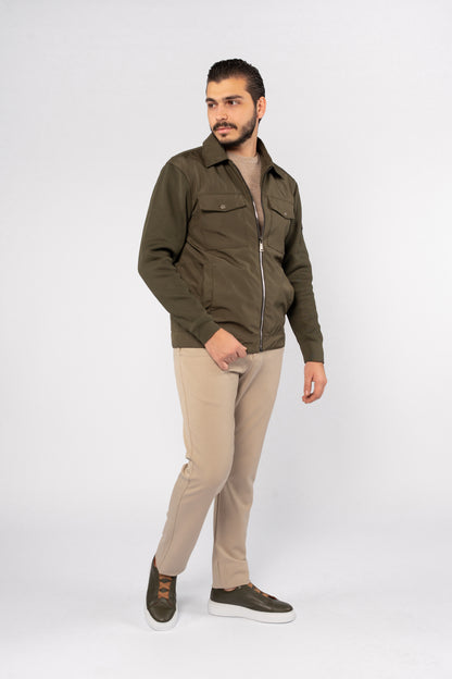 OLIVE CASUAL QUILTED JACKET