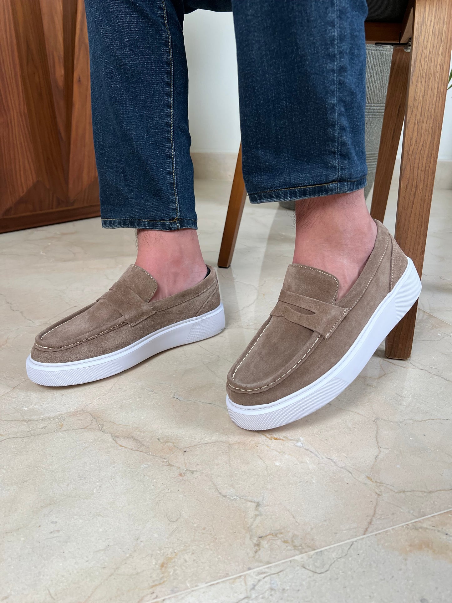 BEIGE LOAFER HIGH SOLE