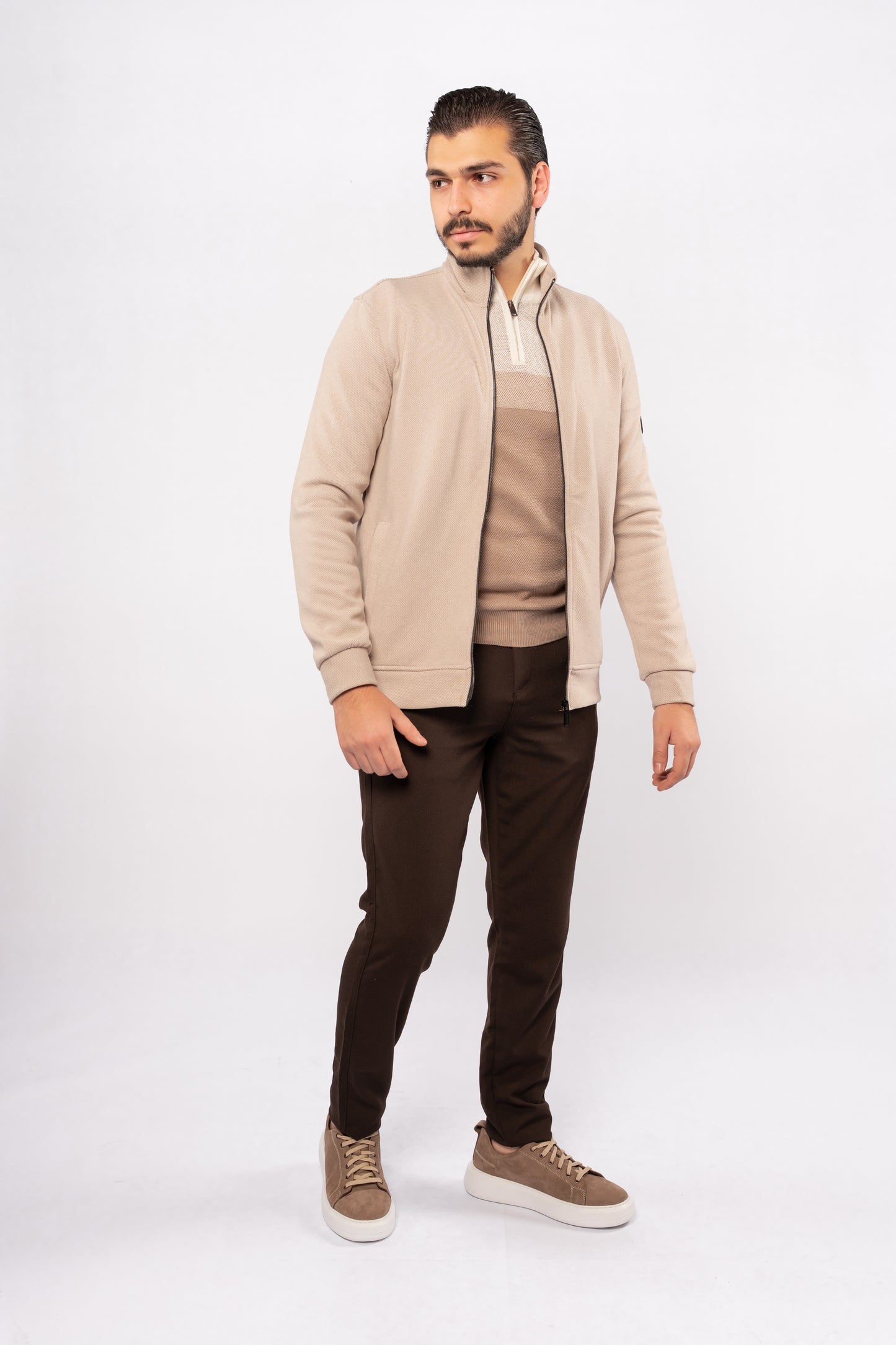 BEIGE SELANIK ZIPPER JACKET