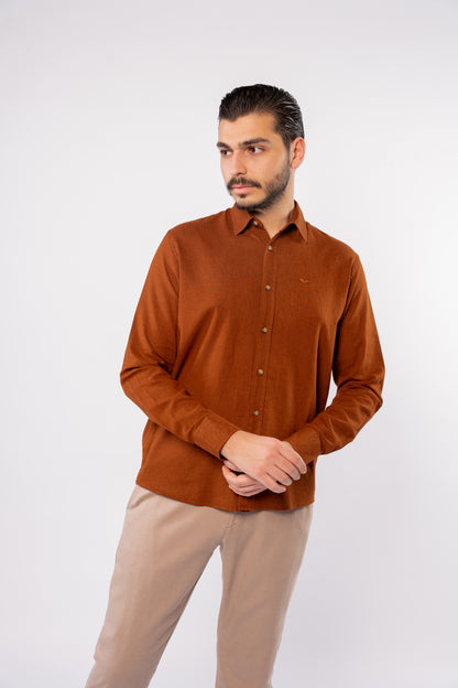 LIGHT BROWN LINEN SHIRT