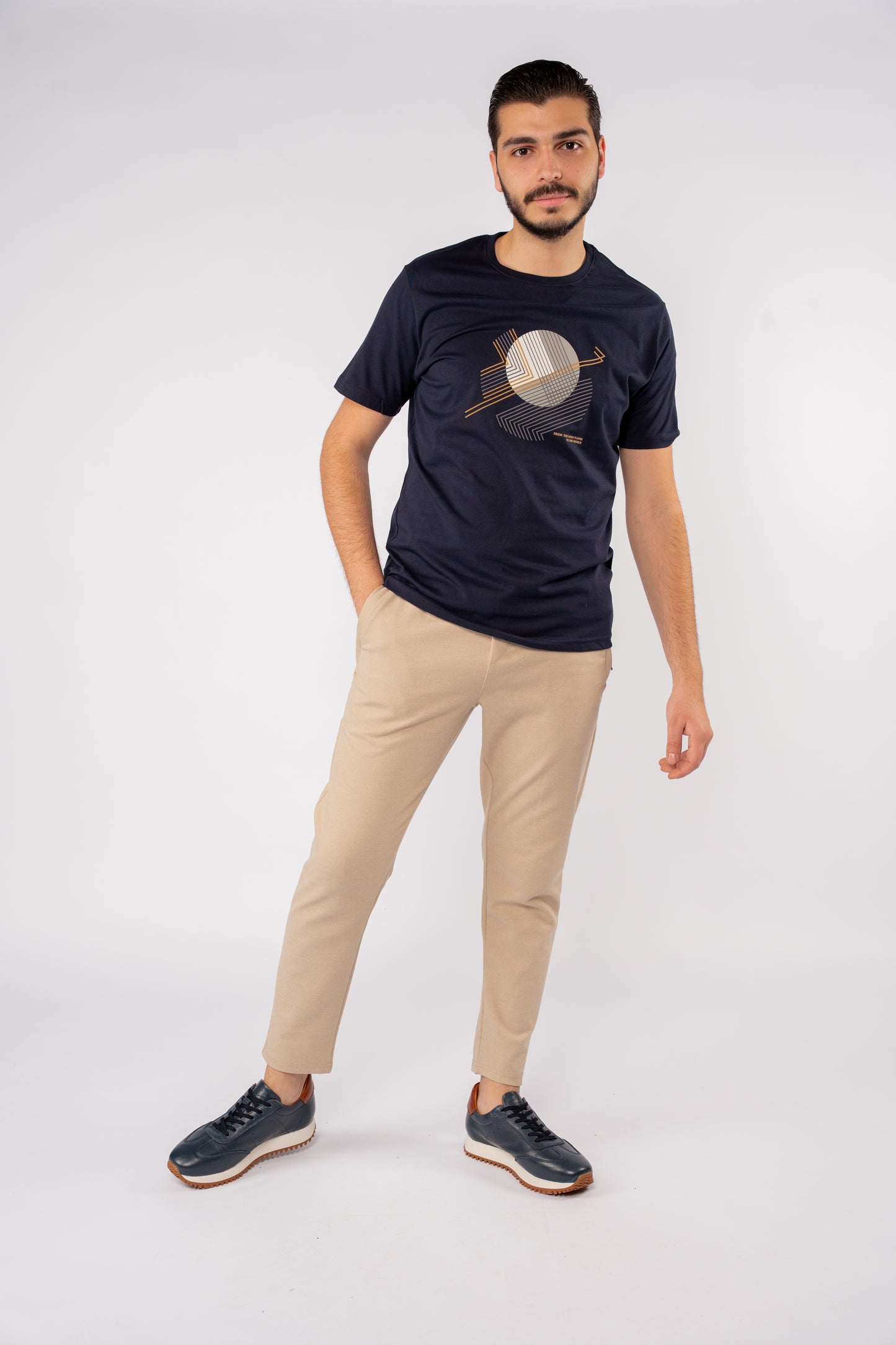 NAVY ABSTRACT PATTERN TSHIRT