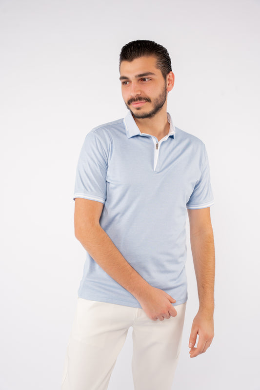 BLUE ZIPPER POLO