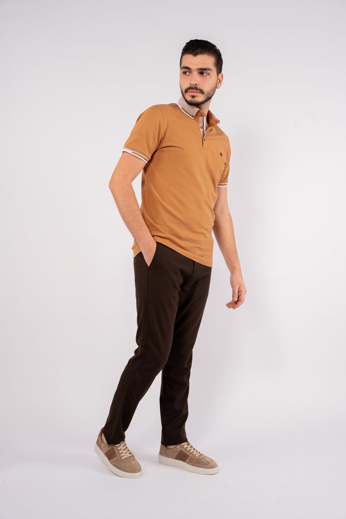 MUSTARD BUTTON COLLAR POLO