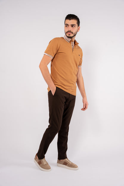 MUSTARD BUTTON COLLAR POLO