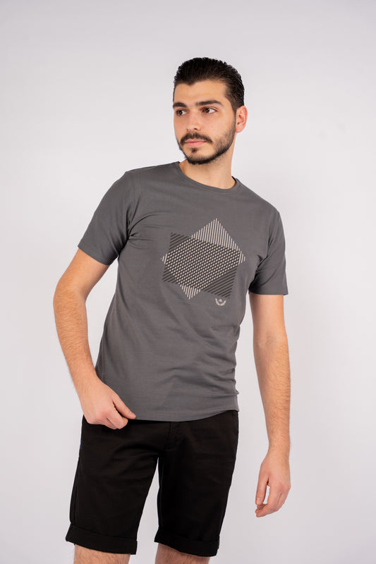 GREY DIAGONAL LINES TSHIRT