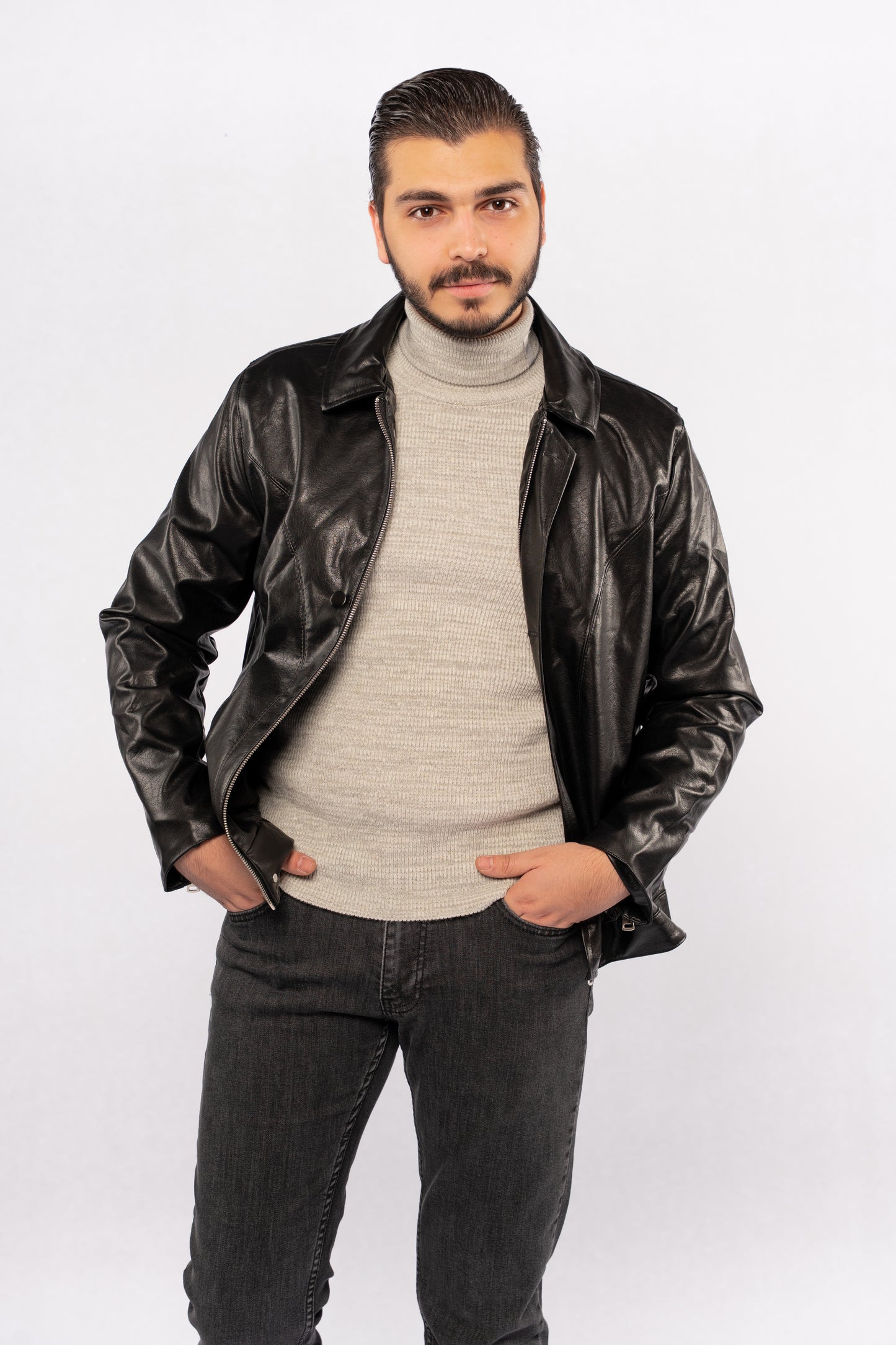 BLACK TRUCKER LEATHER JACKET