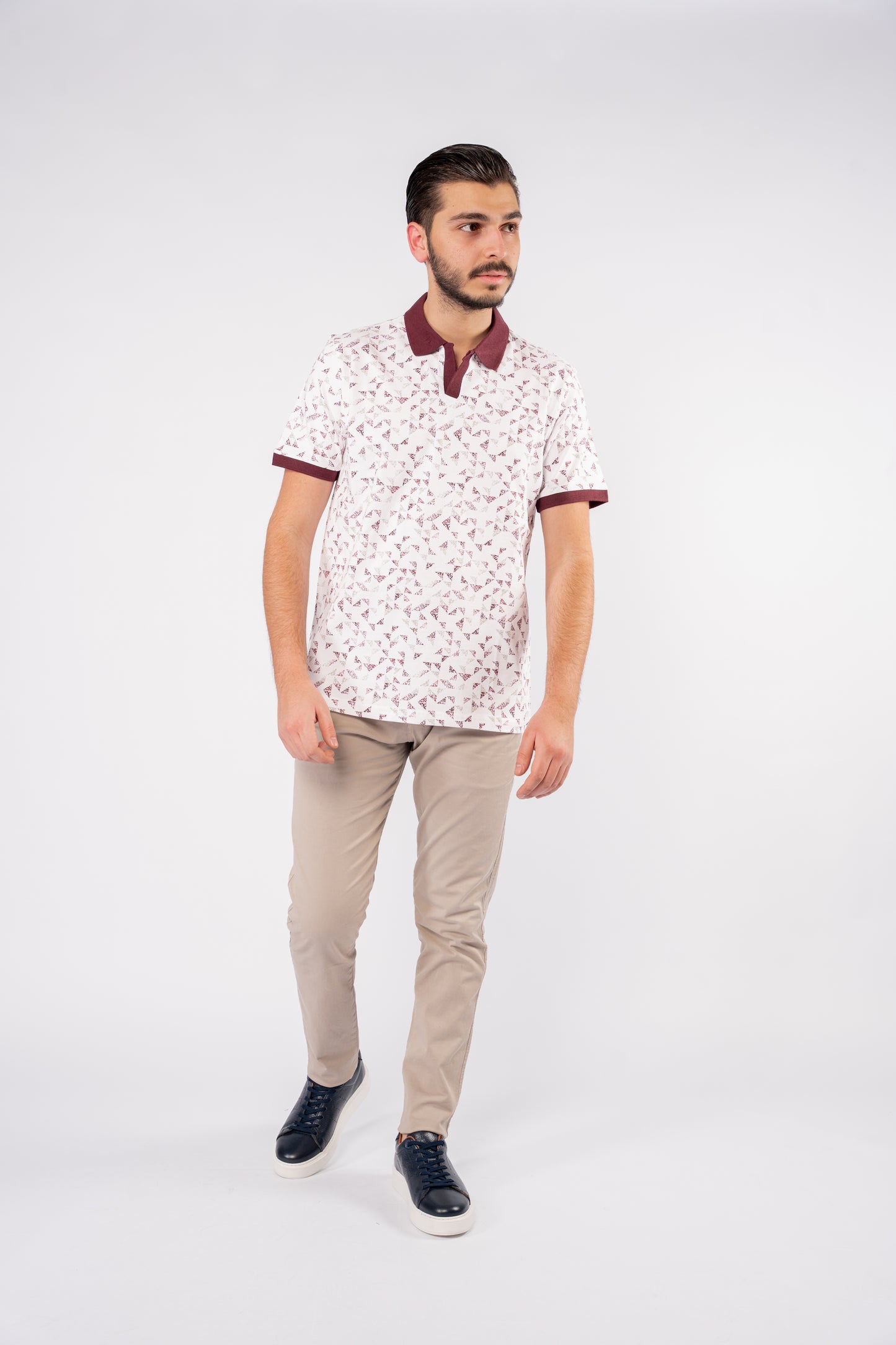 BURGUNDY GEOMETRICAL POLO