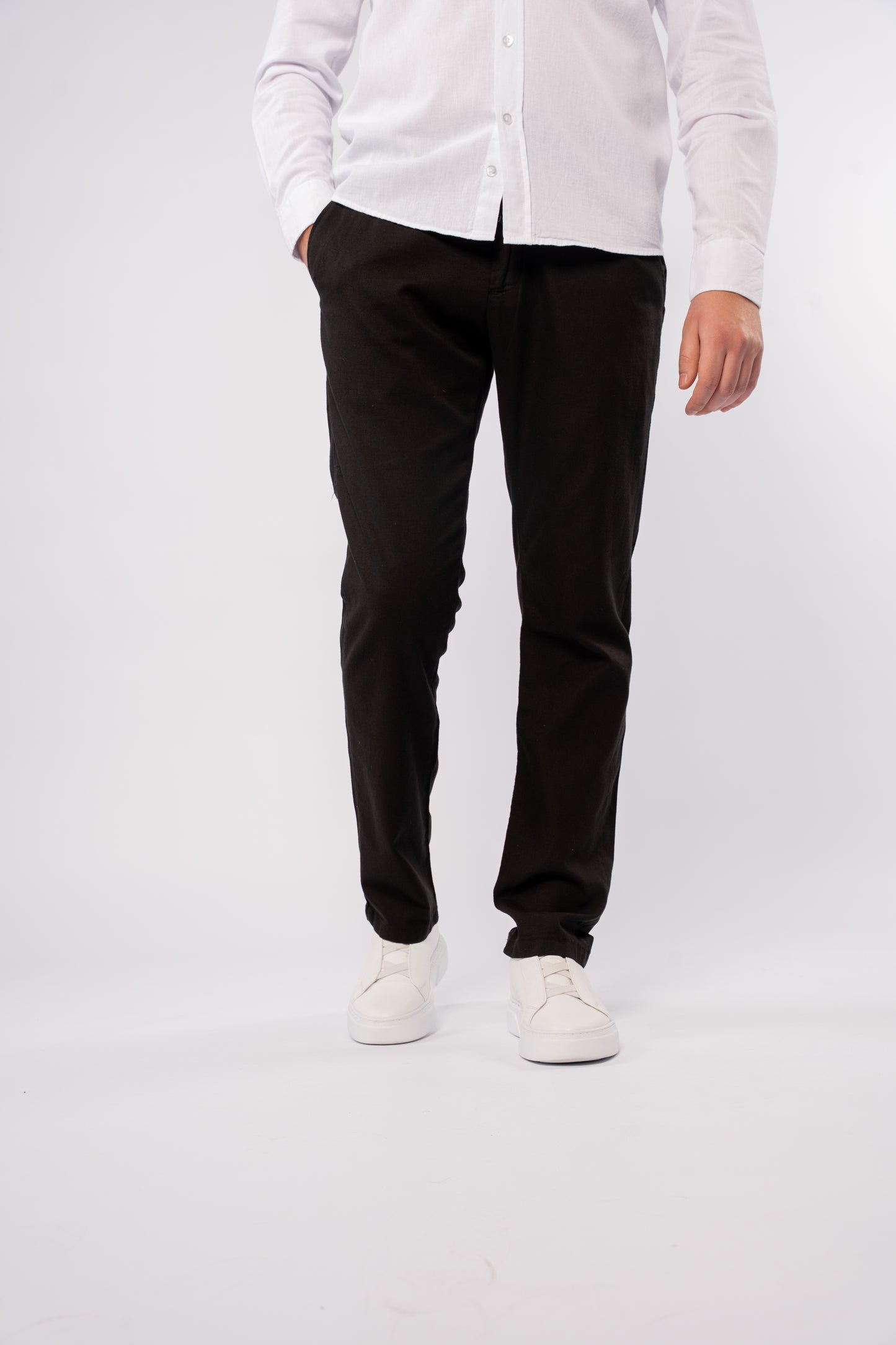 WHITE CHINESE LINEN SHIRT