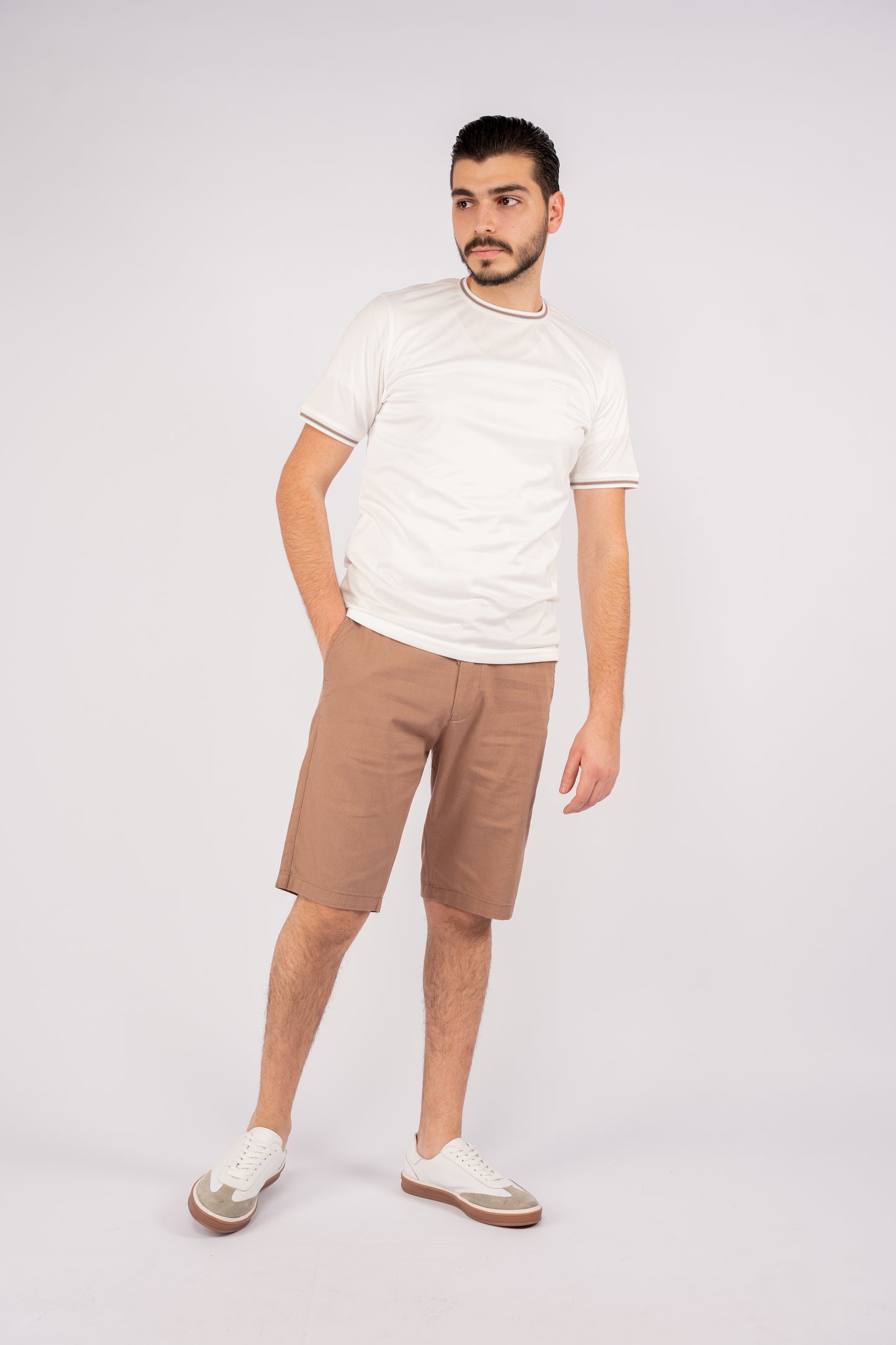 WHITE CASUAL MERCERIZED TSHIRT