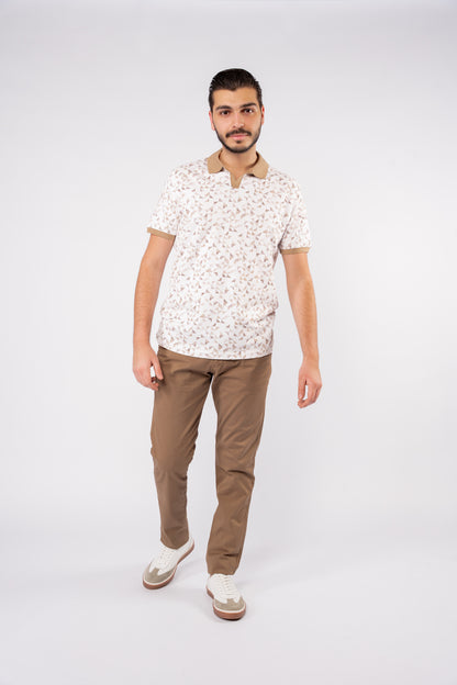 BEIGE GEOMETRICAL POLO