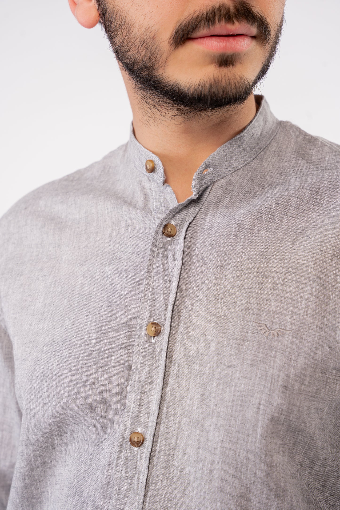 GREY CHINESE LINEN SHIRT