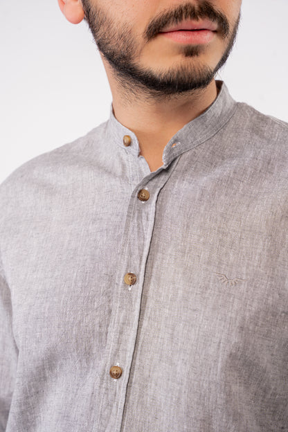 GREY CHINESE LINEN SHIRT