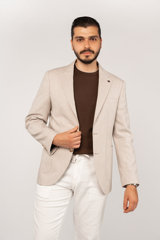 BEIGE SEMI LINEN BLAZER