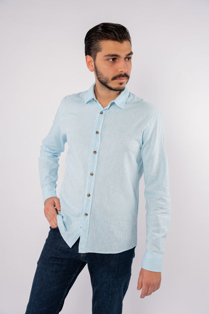 TURQUOISE LINEN SHIRT