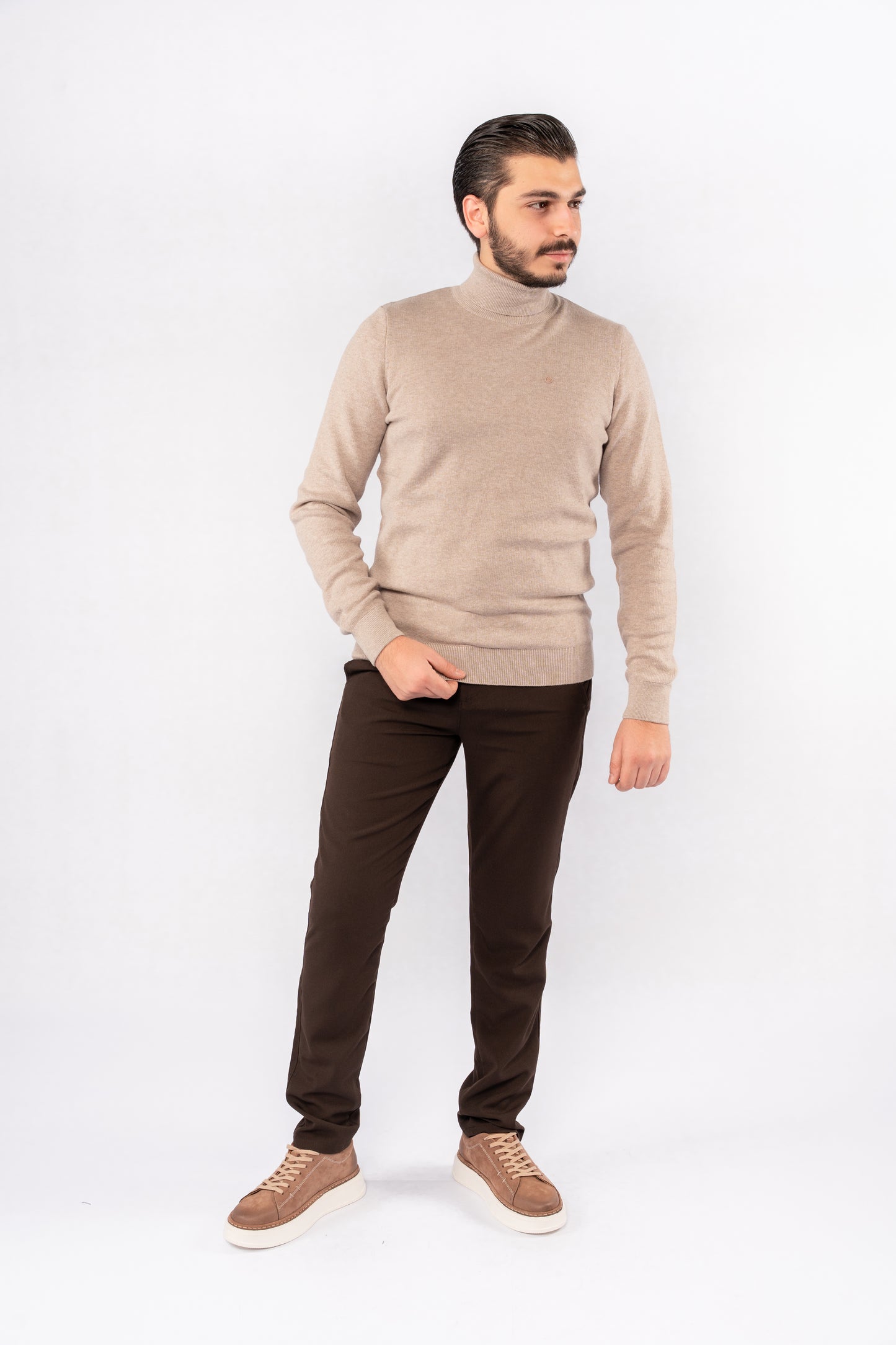 BEIGE TURTLENECK SWEATER