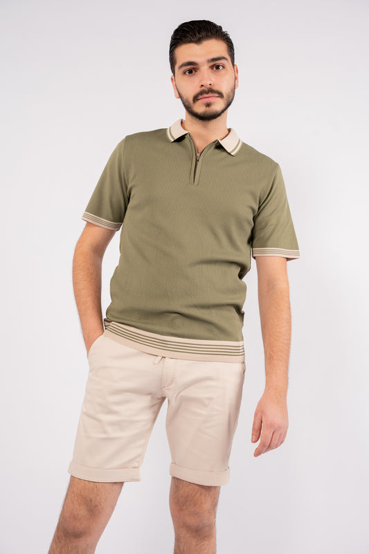 MINT MIXED ZIPPER TRICOT POLO