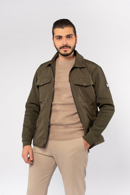 OLIVE CASUAL QUILTED JACKET