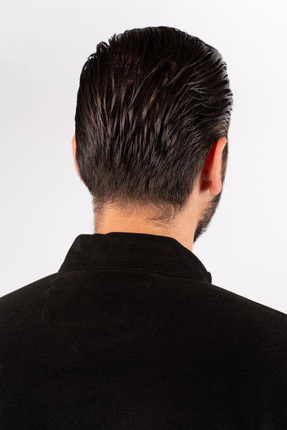 BLACK BUTTON POLO SWEATER