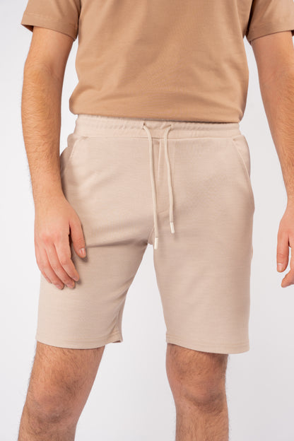 BEIGE PIQUET COTTON SHORT